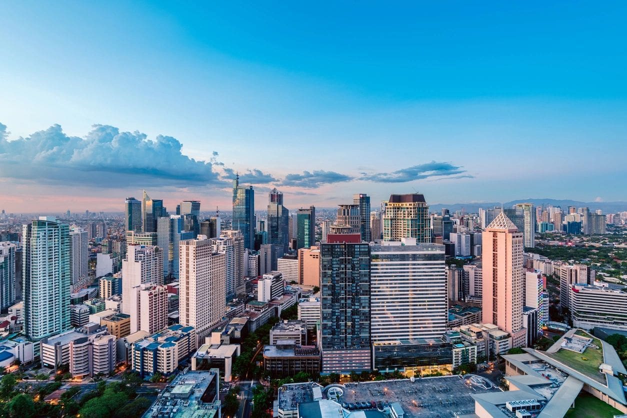 A view of the city from above.